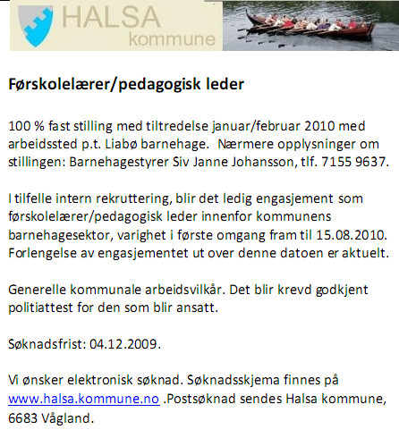 Stilling ledig